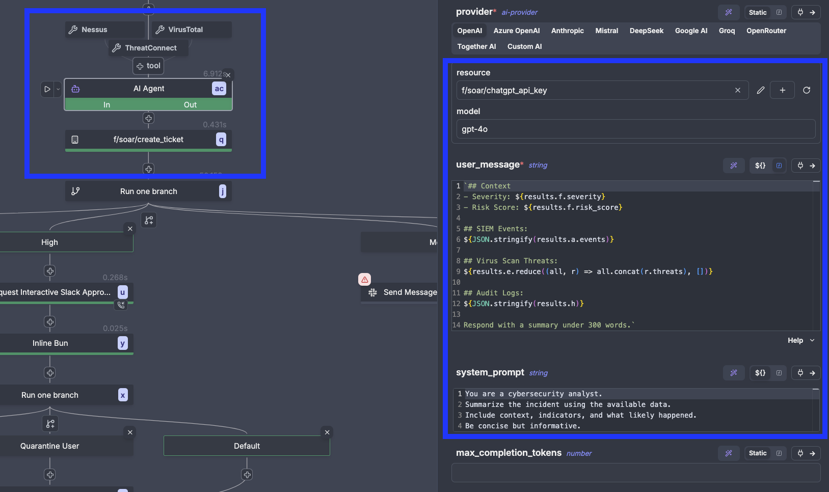 AI-powered incident summary SOAR Incident Response Flow