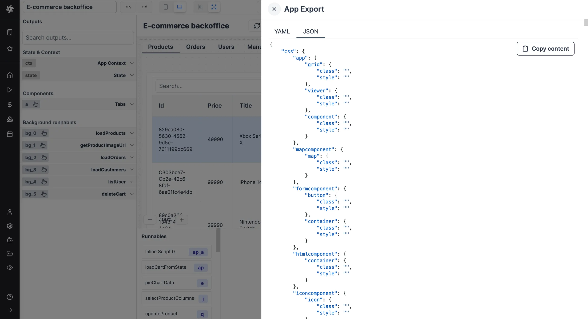 Export App JSON to Hub Export App JSON to Hub