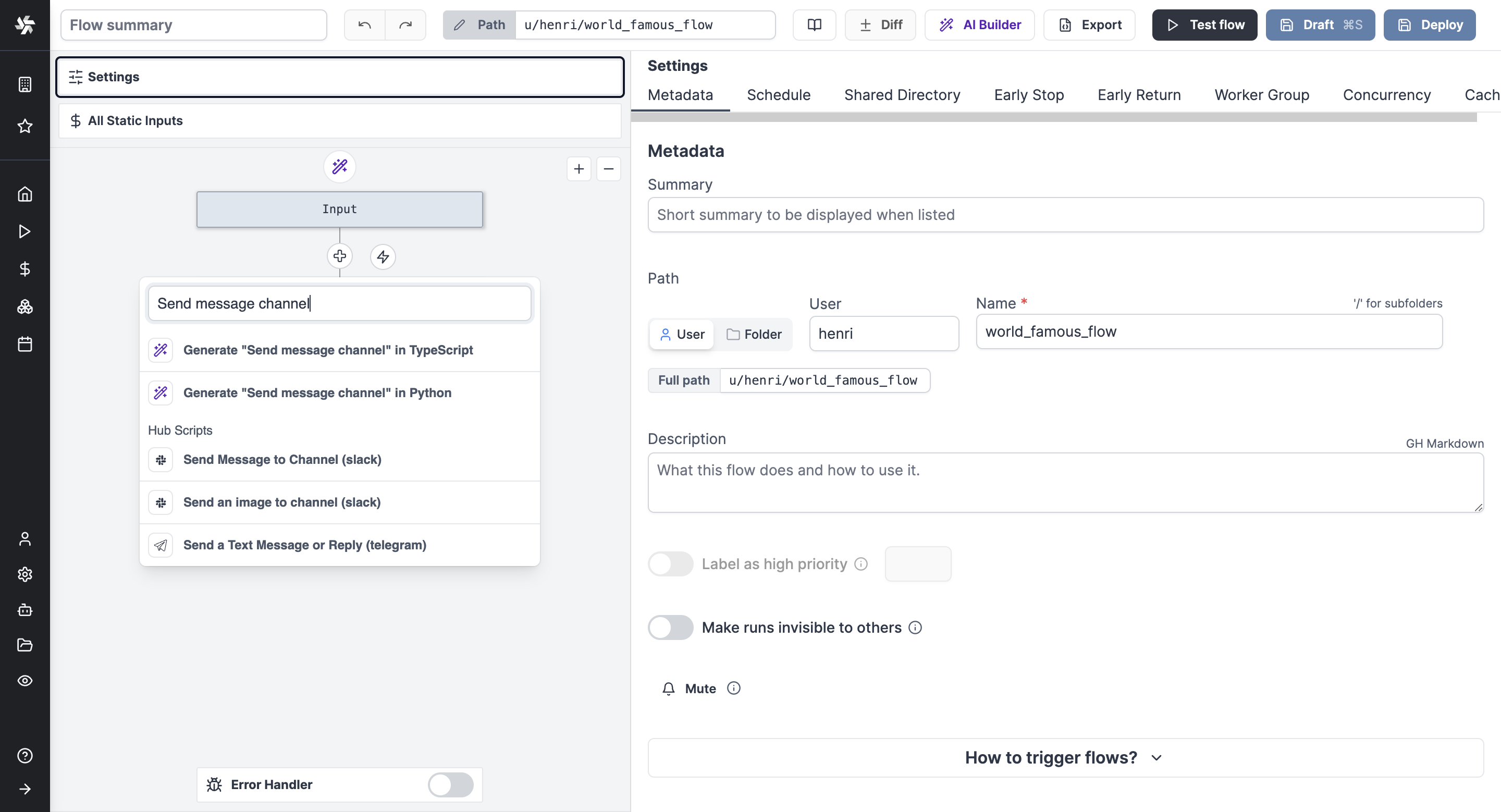 Example of Hub scripts suggested in flow editor Example of Hub scripts suggested in flow editor