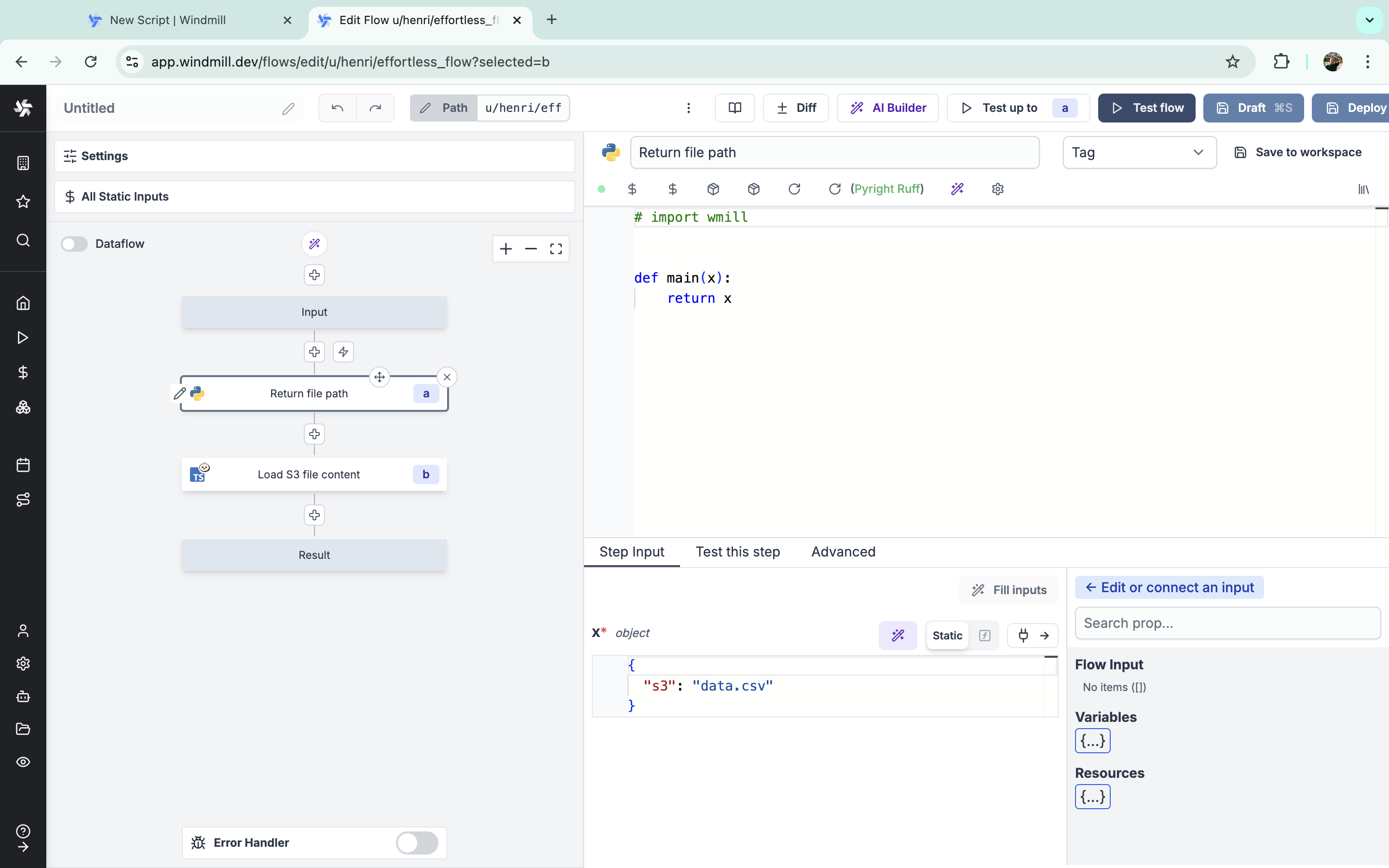 S3 file input in flow S3 file input in flow