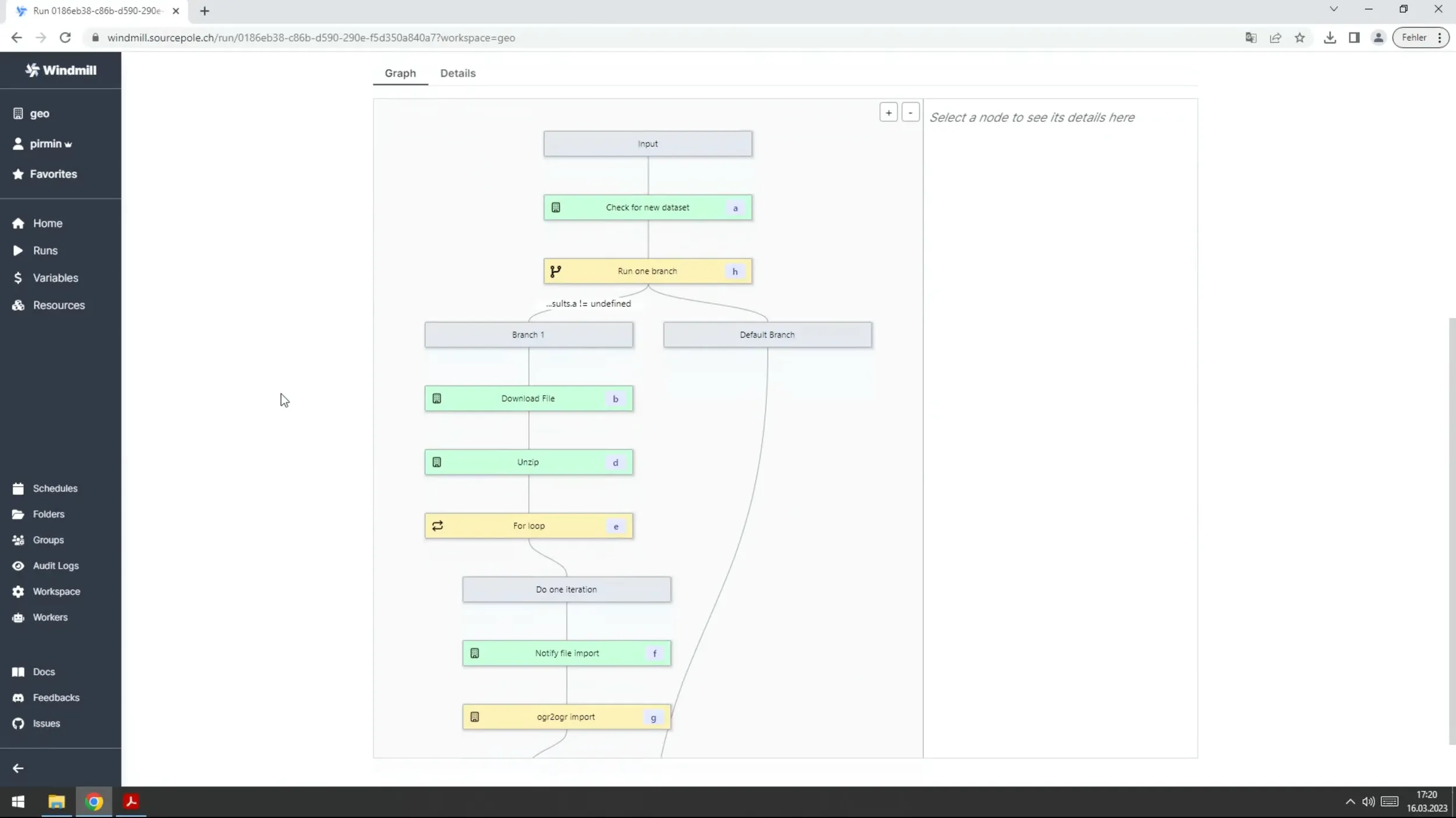 Workflow being executed Workflow being executed