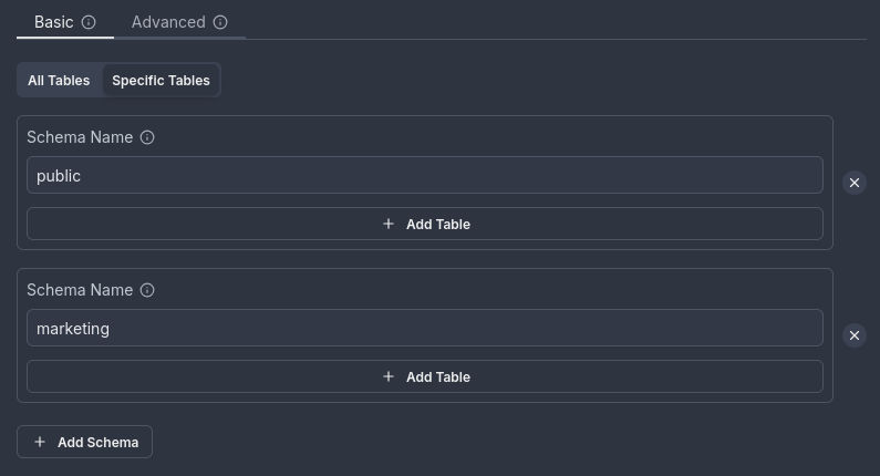 Track specific schemas: marketing and public Track specific schemas example